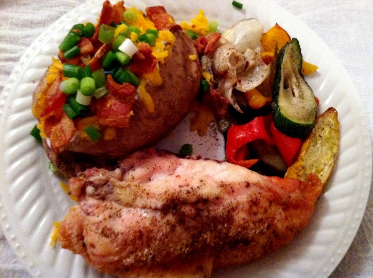 chicken, potato, veggies