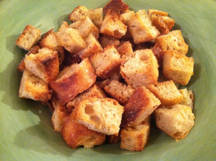 Bowl of croutons